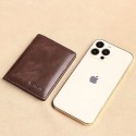 Men's Wallet Credit Card Holder Wallet Leather Outdoor Shopping Daily Large Capacity Waterproof Lightweight Solid Color Black (oil wax first layer cowhide) anti-theft brush Black (vegetable tanned