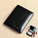 Men's Wallet Credit Card Holder Wallet Leather Outdoor Shopping Daily Large Capacity Waterproof Lightweight Solid Color Black (oil wax first layer cowhide) anti-theft brush Black (vegetable tanned