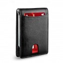 Men's RFID-Blocking Wallet Premium Cowhide Leather with Slim Design, Multiple Card Slots, and Cash Compartment for Travel and Everyday Use Color Black orange