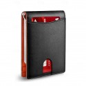 Men's RFID-Blocking Wallet Premium Cowhide Leather with Slim Design, Multiple Card Slots, and Cash Compartment for Travel and Everyday Use Color Black orange