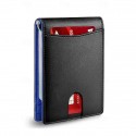 Men's RFID-Blocking Wallet Premium Cowhide Leather with Slim Design, Multiple Card Slots, and Cash Compartment for Travel and Everyday Use Color Black orange