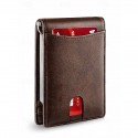 Men's RFID-Blocking Wallet Premium Cowhide Leather with Slim Design, Multiple Card Slots, and Cash Compartment for Travel and Everyday Use Color Black orange