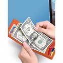 Men's RFID-Blocking Wallet Premium Cowhide Leather with Slim Design, Multiple Card Slots, and Cash Compartment for Travel and Everyday Use Color Black orange