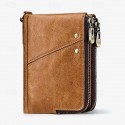Men's Wallet Credit Card Holder Wallet Leather Cowhide Office Shopping Daily Rivet Zipper Large Capacity RFID Blocking Solid Color Black Red Brown