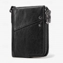 Men's Wallet Credit Card Holder Wallet Leather Cowhide Office Shopping Daily Rivet Zipper Large Capacity RFID Blocking Solid Color Black Red Brown