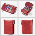 Men's Wallet Credit Card Holder Wallet Leather Cowhide Office Shopping Daily Rivet Zipper Large Capacity RFID Blocking Solid Color Black Red Brown