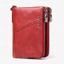 Men's Wallet Credit Card Holder Wallet Leather Cowhide Office Shopping Daily Rivet Zipper Large Capacity RFID Blocking Solid Color Black Red Brown