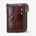 Men's Wallet Credit Card Holder Wallet Leather Cowhide Office Shopping Daily Rivet Zipper Large Capacity RFID Blocking Solid Color Black Red Brown