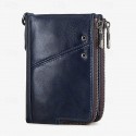 Men's Wallet Credit Card Holder Wallet Leather Cowhide Office Shopping Daily Rivet Zipper Large Capacity RFID Blocking Solid Color Black Red Brown