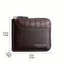 Men's Faux Leather Bifold Wallet Vintage Style Zipper Coin Purse with Card Slots, Compact Design for Business & Casual Use