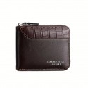 Men's Faux Leather Bifold Wallet Vintage Style Zipper Coin Purse with Card Slots, Compact Design for Business & Casual Use