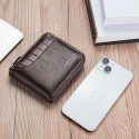 Men's Faux Leather Bifold Wallet Vintage Style Zipper Coin Purse with Card Slots, Compact Design for Business & Casual Use