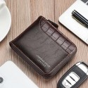 Men's Faux Leather Bifold Wallet Vintage Style Zipper Coin Purse with Card Slots, Compact Design for Business & Casual Use