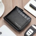 Men's Faux Leather Bifold Wallet Vintage Style Zipper Coin Purse with Card Slots, Compact Design for Business & Casual Use
