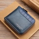 Men's Faux Leather Bifold Wallet Vintage Style Zipper Coin Purse with Card Slots, Compact Design for Business & Casual Use