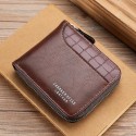 Men's Faux Leather Bifold Wallet Vintage Style Zipper Coin Purse with Card Slots, Compact Design for Business & Casual Use