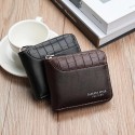 Men's Faux Leather Bifold Wallet Vintage Style Zipper Coin Purse with Card Slots, Compact Design for Business & Casual Use