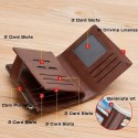 Men's Vintage Faux Leather Wallet - Bifold with Zipper, Multi-Card Slots, RFID Blocking, and Secure Snap Closure