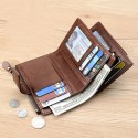 Men's Vintage Faux Leather Wallet - Bifold with Zipper, Multi-Card Slots, RFID Blocking, and Secure Snap Closure