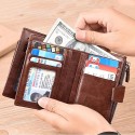 Men's Vintage Faux Leather Wallet - Bifold with Zipper, Multi-Card Slots, RFID Blocking, and Secure Snap Closure