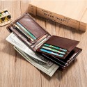Men's Vintage Brown Genuine Leather RFID Blocking Bifold Wallet with Multiple Card Slots - Classic Slim Design