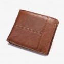 Men's Vintage Brown Genuine Leather RFID Blocking Bifold Wallet with Multiple Card Slots - Classic Slim Design
