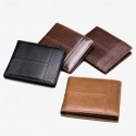 Men's Vintage Brown Genuine Leather RFID Blocking Bifold Wallet with Multiple Card Slots - Classic Slim Design