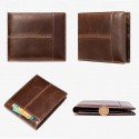 Men's Vintage Brown Genuine Leather RFID Blocking Bifold Wallet with Multiple Card Slots - Classic Slim Design
