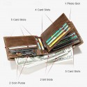Men's Vintage Brown Genuine Leather RFID Blocking Bifold Wallet with Multiple Card Slots - Classic Slim Design