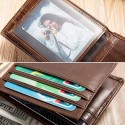 Men's Vintage Brown Genuine Leather RFID Blocking Bifold Wallet with Multiple Card Slots - Classic Slim Design