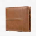 Men's Vintage Brown Genuine Leather RFID Blocking Bifold Wallet with Multiple Card Slots - Classic Slim Design