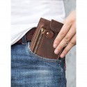 Men's Vintage Brown Leather Wallet with Zipper Pocket and Snap Closure Stylish Bifold Wallet for Everyday Use