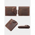Men's Vintage Brown Leather Wallet with Zipper Pocket and Snap Closure Stylish Bifold Wallet for Everyday Use