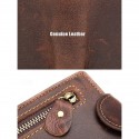 Men's Vintage Brown Leather Wallet with Zipper Pocket and Snap Closure Stylish Bifold Wallet for Everyday Use