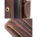 Men's Vintage Brown Leather Wallet with Zipper Pocket and Snap Closure Stylish Bifold Wallet for Everyday Use