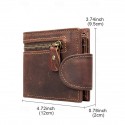 Men's Vintage Brown Leather Wallet with Zipper Pocket and Snap Closure Stylish Bifold Wallet for Everyday Use