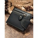 Men's Vintage Brown Leather Wallet with Zipper Pocket and Snap Closure Stylish Bifold Wallet for Everyday Use