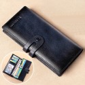 Men's Genuine Leather Long Wallet Vintage Bifold Clutch with Card Slots & Coin Pocket for Business & Casual Use