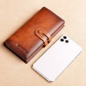 Men's Genuine Leather Long Wallet Vintage Bifold Clutch with Card Slots & Coin Pocket for Business & Casual Use