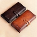 Men's Genuine Leather Long Wallet Vintage Bifold Clutch with Card Slots & Coin Pocket for Business & Casual Use