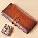 Men's Genuine Leather Long Wallet Vintage Bifold Clutch with Card Slots & Coin Pocket for Business & Casual Use