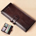 Men's Genuine Leather Long Wallet Vintage Bifold Clutch with Card Slots & Coin Pocket for Business & Casual Use