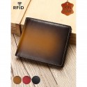 Men's RFID Blocking Genuine Leather Wallet Slim Bifold Design with Gradient Finish,  Premium Cowhide, Available in Brown, Red, and Black