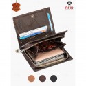 Men's Premium Cowhide RFID Blocking Wallet - Vintage Bifold Leather Wallet with Coin Zipper, Card Slots for Everyday Use