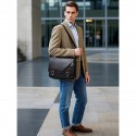 Men's Faux Leather Messenger Bag Vintage Business Shoulder Bag with Adjustable Strap and Buckle Detail, Professional Briefcase for Office, Work and Travel