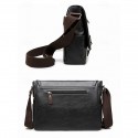 Men's Faux Leather Messenger Bag Vintage Business Shoulder Bag with Adjustable Strap and Buckle Detail, Professional Briefcase for Office, Work and Travel