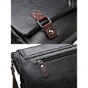Men's Faux Leather Messenger Bag Vintage Business Shoulder Bag with Adjustable Strap and Buckle Detail, Professional Briefcase for Office, Work and Travel