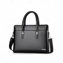 Men's Faux Leather Business Briefcase with Detachable Shoulder Strap Professional Laptop Bag for Office and Travel Black Brown