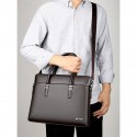 Men's Faux Leather Business Briefcase with Detachable Shoulder Strap Professional Laptop Bag for Office and Travel Black Brown