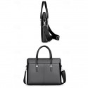 Men's Faux Leather Business Briefcase with Detachable Shoulder Strap Professional Laptop Bag for Office and Travel Black Brown